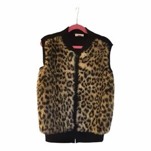 Crewcuts Leopard-Print Faux Fur Vest with Black Trim